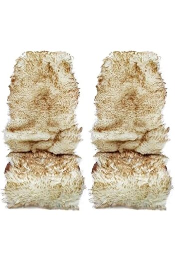 Generic Combo Offer – 2pcs Beige Fuzzy Faux Wool Car Seat Covers, Soft Plush Cushion, Universal Fit