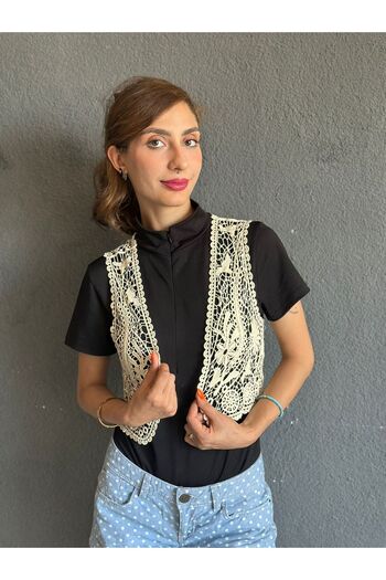 Gönülden Tasarım Embroidered Lace Looking Women's Vest