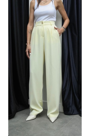 LİSAA BUTİK Premium Gold Series Button Detailed Waist Elastic Palazzo