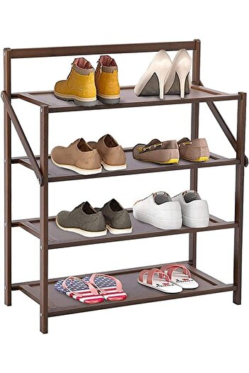 genric FFD Bamboo Shoe Rack – Freestanding Shoe Shelf Organizer, Space-Saving Wooden Rack
