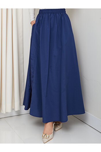 FERHEL 6 Piece Flared Hijab Skirt with Pockets and Elastic Waist