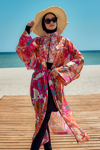 Remsa Mayo Single Kaftan Kimono Pareo on Remsa Hijab Swimsuit Orange Rp034 Festival