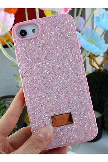 Go Aksesuar iPhone 6 - 7 - 8 - Se 2020 - Se 2022 Compatible Diamond Design Sparkling Shiny Diamond Case with Stones