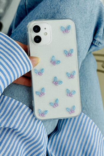 Go Aksesuar iPhone 11 Transparent Mini Butterfly Silicone Case with Epoxi Toy
