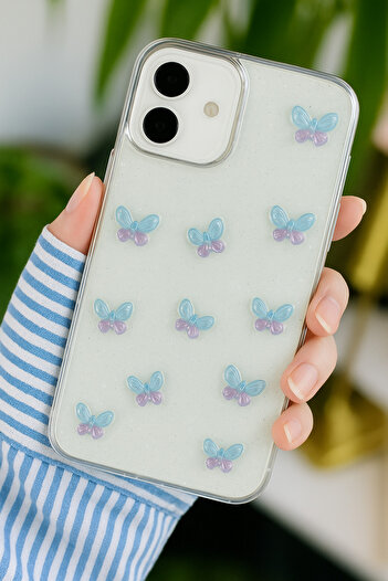 Go Aksesuar iPhone 11 Transparent Mini Butterfly Silicone Case with Epoxi Toy