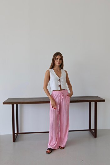 Jeevee Tasseled Fabric Relaxed Cut Summer Trousers