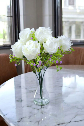 MD Aspiz Flowers 2 Bunches of Artificial Luxury Rose Bouquet Chipsolu 5Pcs (Without Pot) Peony Bridal Bouquet Engagement Beloved Promise Decor