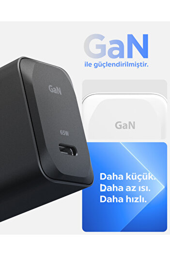 Spigen 65W USB-C Hızlı Şarj Aleti + 2m Şarj Kablo Samsung PPS 2.0 GaN Super Hızlı Type-C White - ACH05476