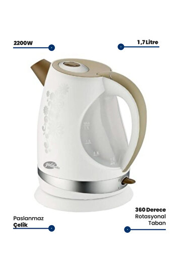 GOLDMASTER Daisy 2200 Watt 1.7 Liter Kettle Kettle White Gkt 7313