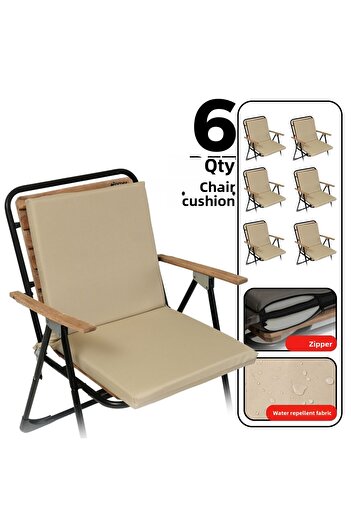 XPERMATE 6-Piece Backrest Chair Cushion Zippered 40x40 Backrest Chair Cushion Beige