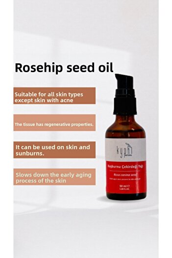 Kyphi Natural Rosa Canina Seed Rosehip Seed Oil - 100% Pure Cold Pressed