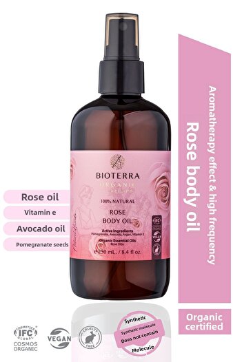 Bioterra Organic Rose Body Oil |   Natural Moisturizing & Skin Nourishing - 250ml