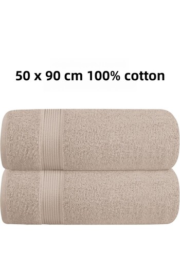 KAYABEY HOME Καφέ Σετ 2 Πετσέτες Χεριών και Προσώπου Premium 50x90 cm Κομψότητα και Άνεση με Μαλακή και Ανθεκτική Υφή
