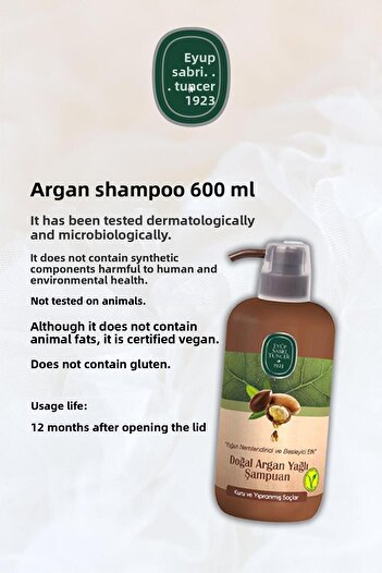 Eyüp Sabri Tuncer 600 ml Argan Oil Shampoo X 3 and Rosie Gift