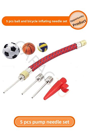 garaccu 5 Pieces Bike Tire Inflator - Pump Hose - Ball Inflator Needle Set
