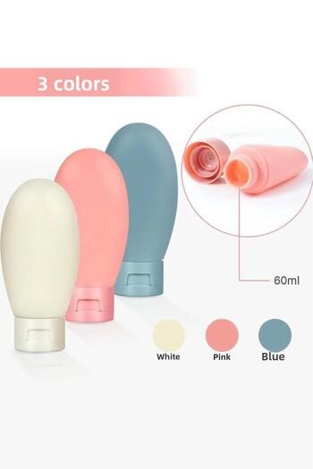 jetfast 3 Pieces Multi-Purpose Travel Type Refillable Cream Shampoo Bottle Set Cream Box