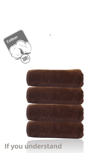 Anılsan 4 Pack Brown Hand Towels - 50X90 cm Size, 100% Cotton, Spa or Hotel Towels, Apply for Daily Use