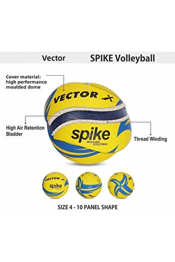 Vector X Spike Volleyball | Size 4 | Pack Of 1 | Yellow | Sports Equipment | Outdoor