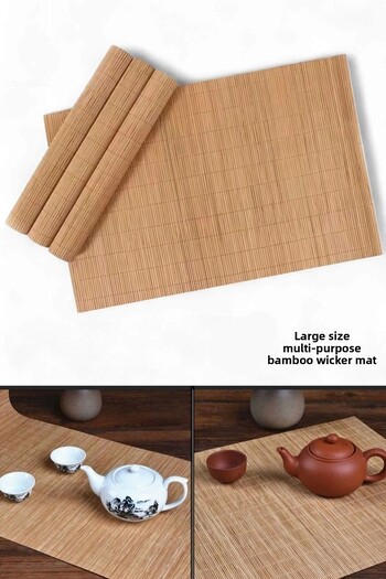 Tilbe Home Bamboo Wicker Bath Mat Non-Slip Washing Machine Cover Kitchen Natural Dish Mat Waterproof