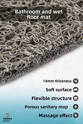 Paspas Yap 40x60 Cm Patterned Bathroom Mat - Non-Slip, Water Absorbent and Wet Floor Curved Mat