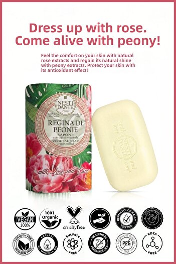Nesti Dante Regina Di Peonie Solid Soap - 250g Antioxidant Rose and Peony