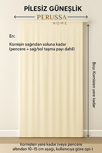 Asf Perussa Home Birinci Kalite Saten Ekru Güneşlik En X Boy