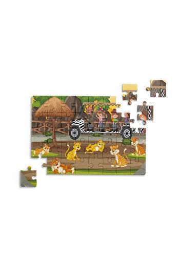 Çılgın Zeka Safari Gezisi Mini Puzzle 40 Parça 3-7 Yaş Çocuk Puzzle Yapboz