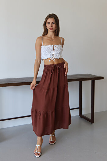 Balenbi Women's Basic Waist Lace-Up Muslin Skirt 1104