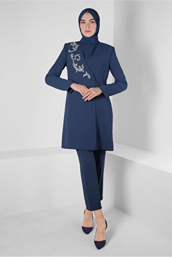 Alvina Triple Stone Embroidery Trousers Set - 30258
