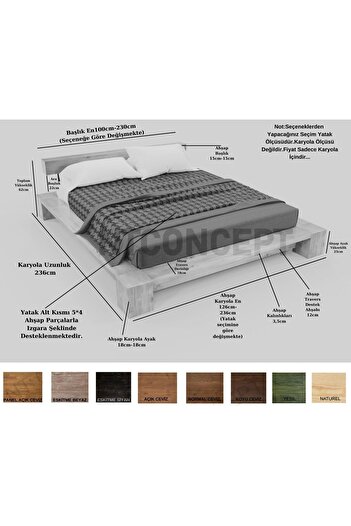 NT Concept Ntconcept Mirna Doğal Ağaç Karyola (120CM)