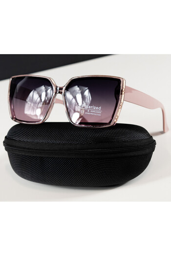 4desire.ro Women's Sunglasses, Polarized, UV400 Protection, Elegant Frame Ornaments, Light Pink