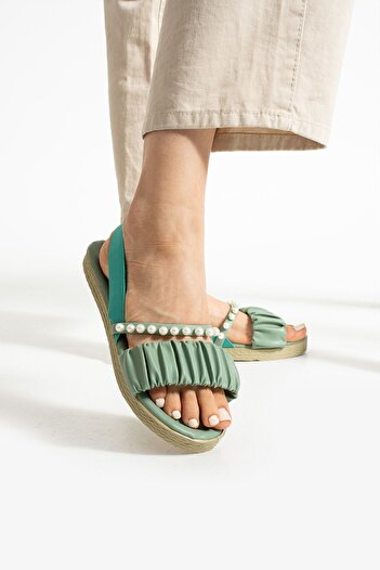 Moda Devrin Green Pearl Elastic Sandals