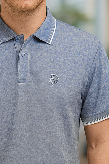 BESSA Men's Gray Polo Neck T-Shirt Knitted Sleeve Band Pocketless Regular Fit Non-Curling Interlock Fabric