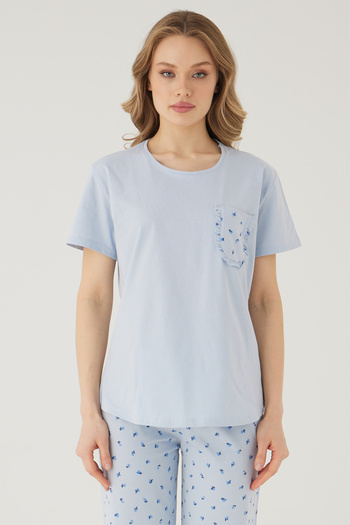 TURAY Set pijamale albastre pentru femei Wishes Comfort, 100% bumbac