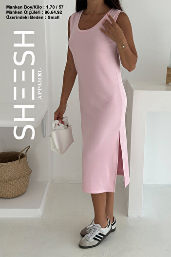 SHEESH APPAREL Basic Modal Summer Dress with Pink Straps