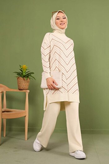 Kirazgym Glitter Zigzag Knitwear Σετ τουνίκ και παντελόνι