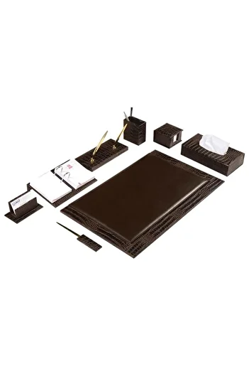 Gıpta Script 9 Piece Desk Mat Set Brown 7104