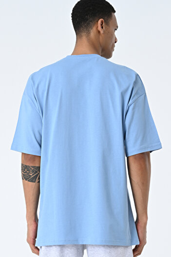 AMAZING CRASH Синій велосипедний комір з принтом Oversize UnisexT-Shirt