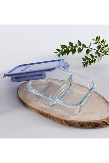 Paşabahçe 530286Glass Storage Container with G Compartments Blue 2 Pieces