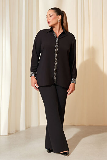Hanezza Jessica Handmade Crepe Evening Dress Shirt - Plus Size Elegant Dress
