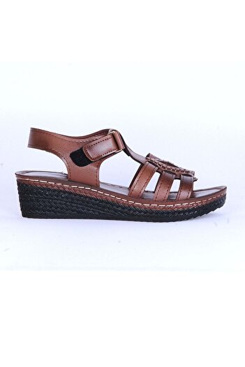 moda ayakkabım Moda Ayakkabı 184 Polero Dolgu Topuk Kadın Yazlık Sandalet