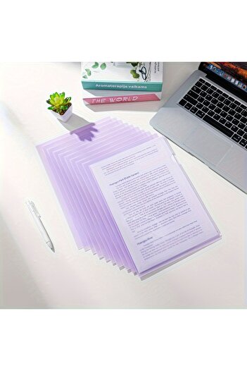 Choice Purple 12pcs Premium PP Material Project Folders -L-Shaped A4 Document Sleeves, Durable, Waterproof