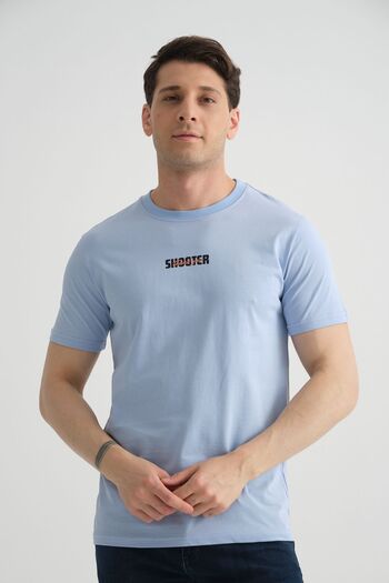 Shooter Baby Blue ανδρικό μπλουζάκι - Minimal printed, βαμβακερό, Standard Fit