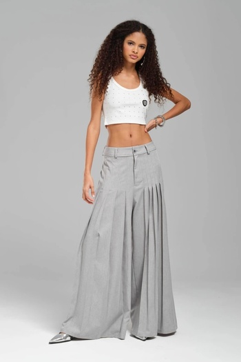 tw3 Women's Front and Back Pleated Design Pants