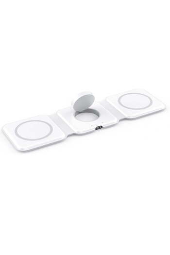 Quasar & Co. Magnetic wireless charger 3 in 1, universal, foldable, fast charging 15W, 25x7.5x0.75 cm, white