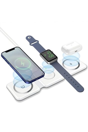 Quasar & Co. Magnetic wireless charger 3 in 1, universal, foldable, fast charging 15W, 25x7.5x0.75 cm, white