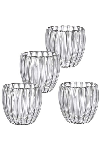 Quasar & Co. Set of 4 double-walled glasses Quasar&Co.®, heat-resistant, stripe model, 4x210 ml, borosilicate glass