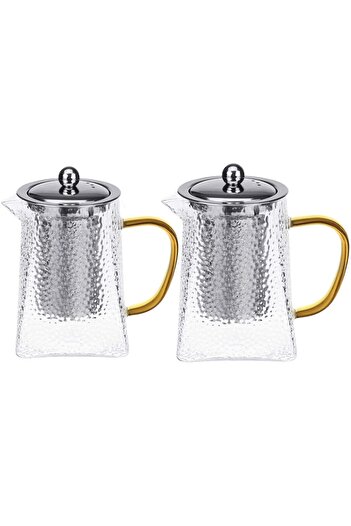 Quasar & Co. Set of 2 Quasar & Co.® teapots, for tea/coffee with infuser, 1x650ml, 1x750ml, borosilicate glass/stainless steel