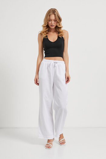 Arma Life Wide Leg Gabardine Trousers with Tassels