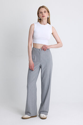 Rays Light Gray High Waist Palazzo Trousers 1001